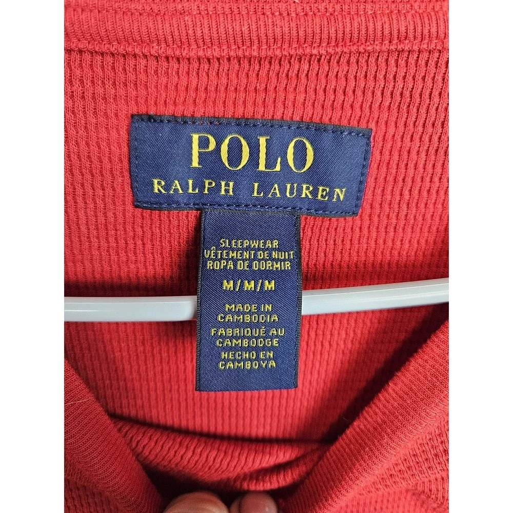 Polo Ralph Lauren Men's Long Sleeve Crew Neck Sleepwear Shirt Red Medium